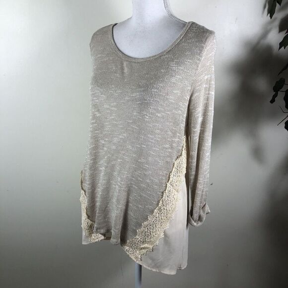 Rue 21 Sweater Lightweight Long Sleeve High/low Cream Women's Medium Semi Sheer - Picture 3 of 7